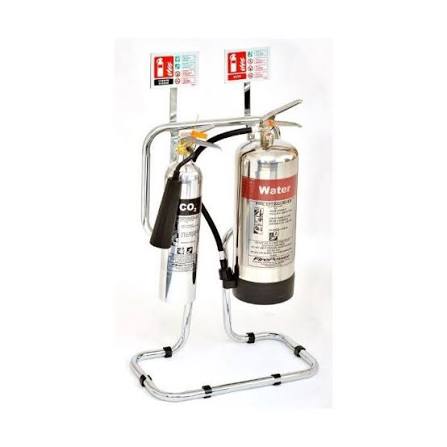 Chrome Extinguishers On Stand